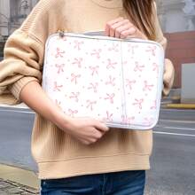 Funda para tableta con estampado de lazo / Funda de transporte para iPad, Kindle, compatible con Samsung Galaxy y tabletas Android, impermeable con asa y bolsillo frontal, de piel sintética
