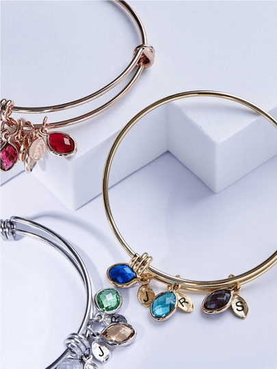 Pulseira Geominimalista com Pedras de Nascimento para Mulheres, Presentes Personalizados para Mães, Joias com Pedras de Nascimento, Pulseira com Pingente, Joia Feita à Mão, Presente para o Dia das Mães
