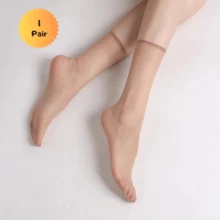1/5/10双装女士透明尼龙短袜，超薄隐形弹力袜