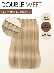 Extensiones de cabello humano para coser, 1 pieza de 50G, cabello humano liso, extensiones de cabello natural de 12-24 pulgadas, mechas de cabello DIY para mujeres, mejoras de cabello livianas para uso diario