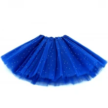 1pc Glittering Solid 3-8 Years Old Girls Princess Puff Skirt, 3-Layer Tulle Short Performance Dance Dress