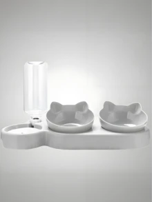 宠物碗二合一饮水喂食器，猫碗狗碗双碗，斜口保护颈椎，自动饮水食碗，防倾倒，猫粮狗饭碗，猫用品，宠物用品 - 彩色 - 查看 11