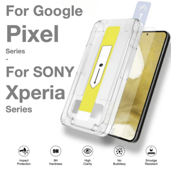 Compatible With Google Pixel 10 6a 7 7a 8 Pro 8a 8Pro 9 9Pro 9a XL Xperia 1 VII 5 10 III IV V VI VII Screen Protector Tempered Glass Protective Easy Install Auto-Dust Removal Kit Support Ultrasonic Fingerprint Unlocking