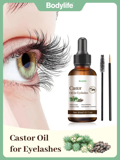30ml Castor Oil For Eyelashes, Strengthens Roots, Makes Lashes Thicker And Fuller, Nourishes And Moisturizes, Adds Shine, Gentle Formula For Daily Use, Natural Plant Oil, Lightweight And Non-Greasy, Suitable For Sensitive Eyes