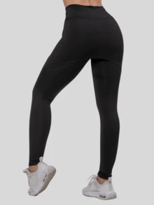 Kit 2 Women's Leggings With Fitness Butt Cover - 黑色和灰色 - 查看 7