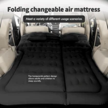 Local Delivery- Inflatable Car Mattress, Car Inflatable Bed, Spring Bed, SUV Inflatable Car Mattress Automobile Airbed Flocking Spring Bed For Camping Travel - Black - View 3