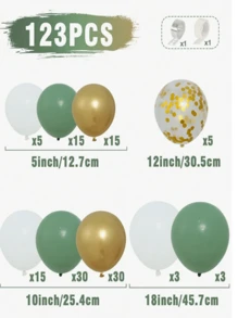 123 Stücke salbeigrüne, goldene und elfenbeinfarben Latex Luftballons, perfekt für Geburtstags-, Hochzeits-, Baby-Dusch- und Feierdekoration, Fotohintergrund-Wanddekoration, dekorativer Ballonbogen-Bausatz
