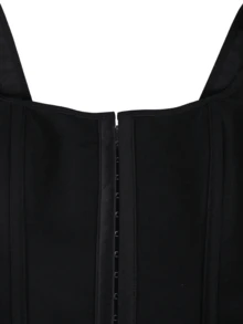 Yuwenier Vintage Solid Square Neck Boned Metal Eyelet Lace Up Back Overbust Shapewear Corset Crop Tank Cami Top Valentine's Day Party Dating Costumes Daily Going Out Spring Summer Music Festival Outfits For Women - Black - View 9