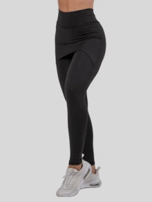Kit 2 Women's Leggings With Fitness Butt Cover - 黑色和灰色 - 查看 6
