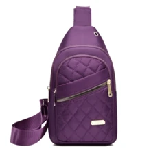 新款尼龙女士胸包，时尚菱形单肩斜挎包，大容量骑行胸包，手机袋 - 彩色 - 查看 14