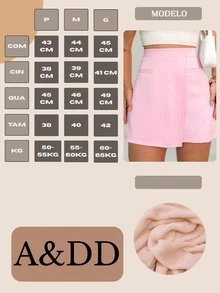 Women's Versatile Casual Asymmetrical Shorts With Fake Pockets - 粉色 - 查看 6