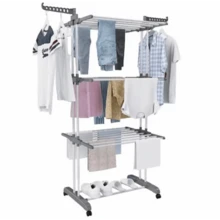 4 Tier Extra Large Clothes Airer Indoor Foldable Outdoor Laundry Dryer Rack Line - Grey - View 1