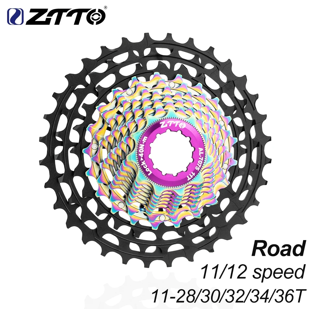 ZTTO 超轻 11/12 速公路自行车卡式飞轮 11s 12s 11-28/30/32/34/36T ULT 链轮飞轮 112g~146g 11V 12V 砾石 K7 HG - 彩色 - 查看 1