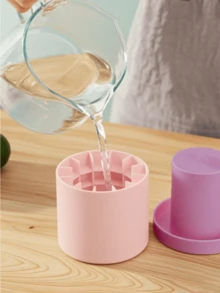 3D Easy Release Silicone Ice Cube Tray With Lid, Multi-Layer Design For Cocktails, Fruits And Beverages, Reusable For Home, Bar, Club And Outdoor Use In Summer - Kitchen Companion - Pink - View 3