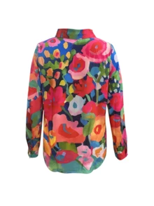 Blusa de manga larga con botones y estampado floral vintage, para mujer en primavera y verano - Multicolor - Ver 3