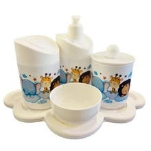 Kit Higiene Bebê Safari Hora Do Sono C/bandeja nuvem colorida - Branco - Visão 1