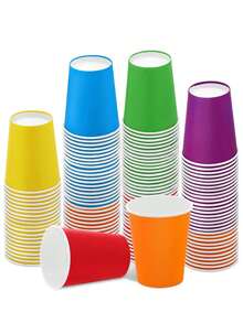 11 Colors Solid Color Paper Cups - 10pcs/Pack 9oz Party Drinking Cups, Suitable For Birthday, Beverage, Picnic And BBQ Tableware - Multicolor - View 4