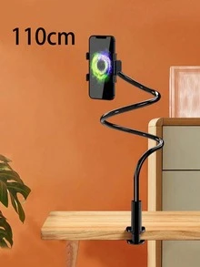 1个70厘米/27.56英寸柔性鹅颈夹式手机支架，360度旋转塑料手机支架，适用于床头柜、办公桌，适合驼背人士，可调节通用手机支架，适用于床头柜直播