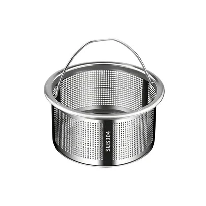 1个304不锈钢厨房水槽排水滤篮，顶部直径77毫米/3.03英寸，网篮直径67毫米/2.64英寸，深度40毫米/1.57英寸。适用于大多数水槽排水口和垃圾处理器，耐腐蚀防锈。厨房用品/厨房配件/厨房工具