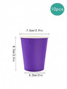 11 Colors Solid Color Paper Cups - 10pcs/Pack 9oz Party Drinking Cups, Suitable For Birthday, Beverage, Picnic And BBQ Tableware - Multicolor - View 11