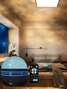 USB 供电 RGB 星星星云投影灯，水波设计装饰氛围灯带遥控器，适用于卧室床头夜灯 - 多色 - 查看 13