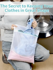 Túi giặt lưới mịn 3 kim 5 đường, nhiều kích cỡ, túi lưới giặt chuyên dụng cho máy giặt, túi lưới dày mịn chuyên dụng cho đồ lót, thân túi màu trắng với khóa kéo vàng, tinh tế, chuyên dùng để đựng áo mùa xuân/hè, túi giặt bảo vệ quần áo và đồ lót, túi giặt đơn giản màu trơn với lớp lót mềm mại ấm áp, vải lưới dày dặn giúp ngăn ngừa vết bẩn hiệu quả, tươi mới và đa năng, vật dụng thiết yếu trong gia đình, cũng có thể được sử dụng như túi đựng mỹ phẩm và túi giặt, vật dụng cần thiết cho du lịch, món quà lý tưởng cho các dịp lễ (sử dụng kép cho gia đình và du lịch). - Nhiều màu - Xem 4