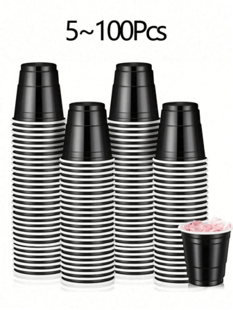 50pcs/Set 60ml Black Plastic Cups - For Birthday Party, BBQ Picnic, Outdoor Wedding, Pet Water Bowl, DIY Craft, Home Decor Cup Singing Challenge & Reusable