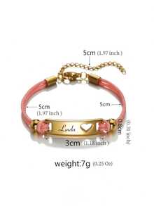 1 pieza/Personalizable Colgante en forma de corazón y luna con nombre de niños y fecha, pulsera con letra hueca personalizable, el mejor regalo personalizado para de bebé, vuelta al colegio, ideas de regalo de invierno para niño o niña, Día de San Valentín - Dorado - Ver 7