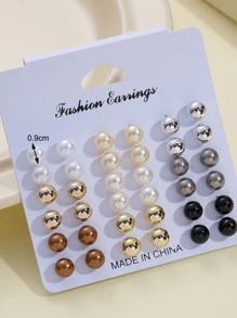 Set de 36 piezas pendientes de perlas falsas coloridas y versátiles, aptos para uso diario y regalos festivos para mujeres