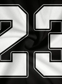 2pcs/Set Men's Number 23 Print Short Sleeve T-Shirt And Shorts Set, Fashionable For Summer