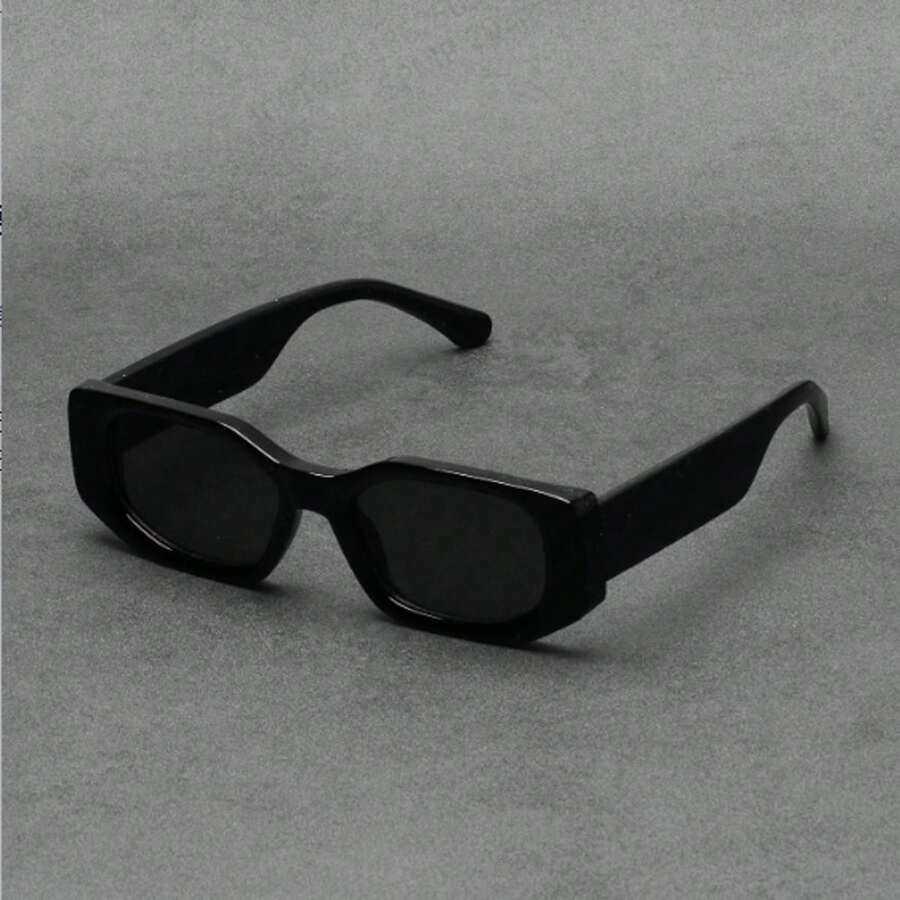 1 Piece Of Black Rectangular Fashion Glasses, Luxury Frame Fashion Glasses, Simple Glasses, Thick Frame Designer, Daily Life Fashion Glasses - Black - View 1