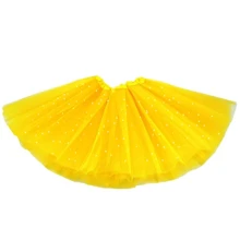 1pc Glittering Solid 3-8 Years Old Girls Princess Puff Skirt, 3-Layer Tulle Short Performance Dance Dress