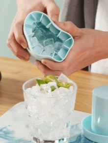 Powcan Nampan Es Batu Silikon 3D Mudah Dilepas dengan Tutup, Desain Multi-Lapisan untuk Koktail, Buah-buahan, dan Minuman - Dapat Digunakan Kembali, Cocok untuk Rumah, Bar, Klub, dan Penggunaan Luar Ruangan di Musim Panas - Pendamping Dapur - Biru - View 6