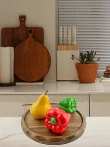1pc Rosewood Wave Edged Serving Tray, Creative Decorative Tray For Coffee Table, Fruit Tray, Kitchen Utensils, Suitable For Entertaining Guests, Also Can Be Used As Decorative Tray, Tabletop Decor Tray, Decorative Tray, Center Piece Tray, Jewelry Tray, Cosmetic Tray, Birthday Display Stand, Wedding Candy Tray, Cupcake Tray, Suitable For Birthday