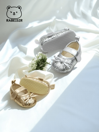 New Arrival Infant/Toddler Glitter Sneakers, Korean Style, Casual And Fashionable. Anti-Slippery Design To Prevent Shoes From Falling Off. Ins Style.