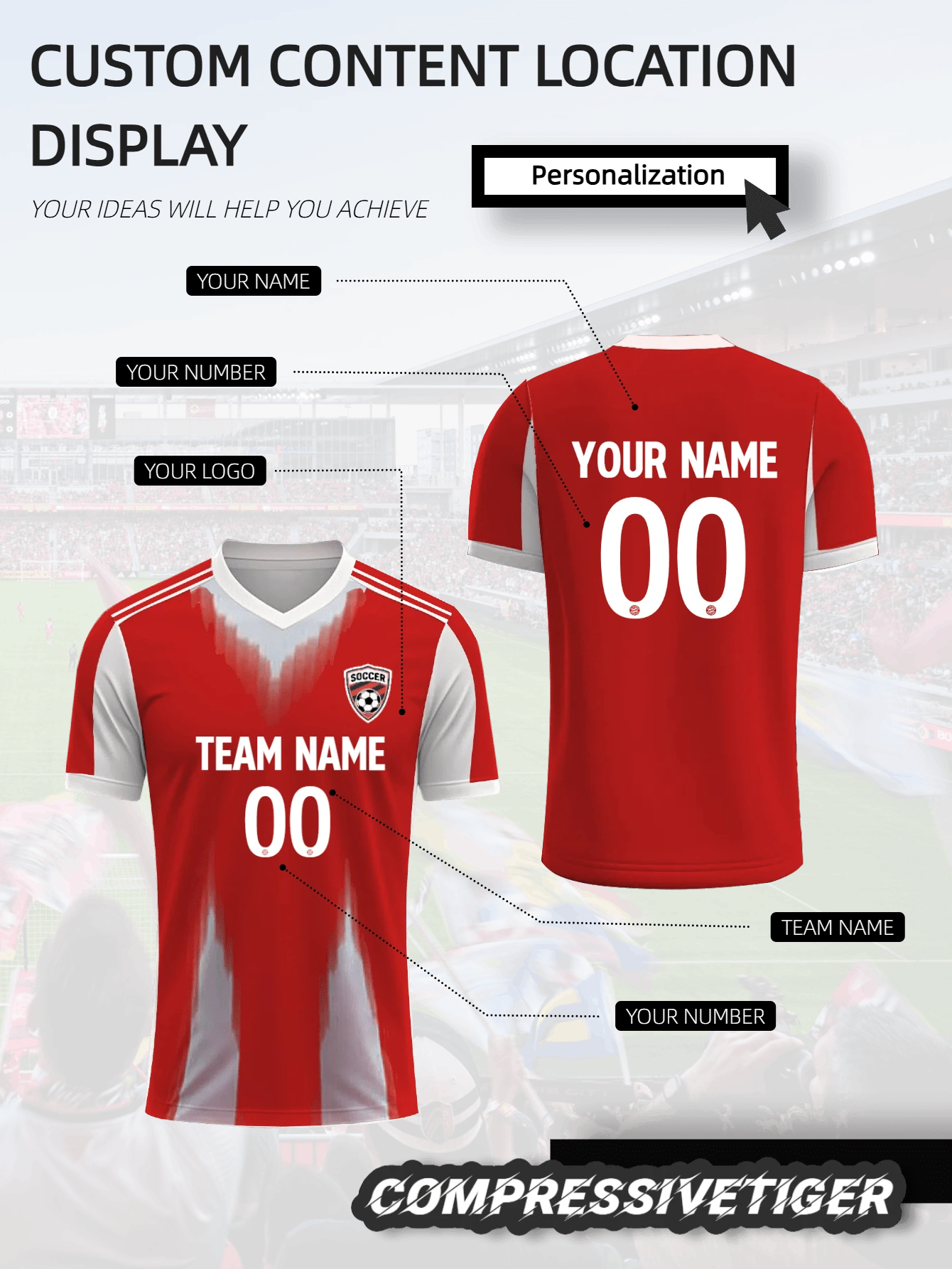 Customizable Adult Sports Club Training Sweatshirt Personalized Men's Sports Hoodie With Name Number Team Logo Print Breathable Quick-Drying Shirt For Football Badminton Volleyball Gym Wear - Red - View 1