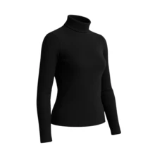 Cacharrel Women's Ribbed Knit Blouse, Winter Style, Simple, Polyester, Knitted, Daily - 黑色 - 查看 1