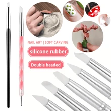 5/10 Piece DIY Soft Ceramic Clay Carving Tool Set - Multi Functional Cake Oil Carving Rubber Craft Brush Polymer Modeling Tool Set, Polymer Modeling Clay Carving Tool, Pointillist, Silicone Tip, Spherical Touchpen, Ceramic Clay Indenting Tool Set, Suitable For Creative Craft Projects