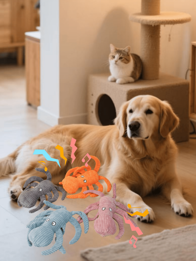 1 peça de pelúcia de polvo, boneca de mastigar, boneca de limpeza de dentes, boneca que faz barulho para cães, somente para uso de animais de estimação