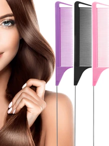 1pc/7pcs Professional Point-Tailed Comb Pin-Tailed Comb Rat-Tailed Comb Parting Comb Stainless Steel Tail Comb Anti-Static Hairbrush: Multi-Functional Comb For Normal Hair For Combing Out Tangles Hair Styling Candy Colours, Ideal For Hairdressers, Salons And Home Use,Hair Brush,Comb,Hair Tools,Hair Products And Accesories For Barber Salon Beauty Travel Essentials,Back-To-School Season