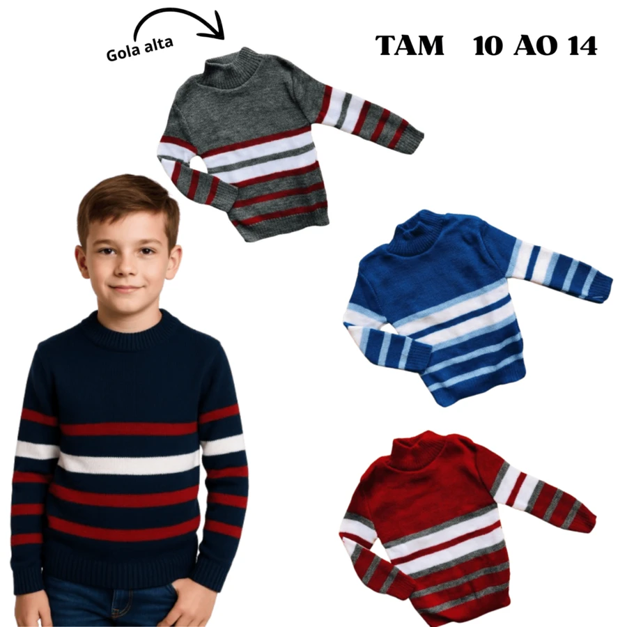 BOY'S WOOL BLOUSE HIGH NECK CACHARREL COLD WINTER FASHION STYLE FROM 10 TO 14 - 灰色 - 查看 1