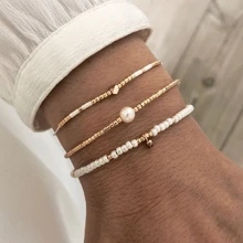 3 Stück/Set Damen Boho Stil Perlenarmband, modisch & vielseitig, geeignet für den täglichen Gebrauch und Urlaub, tolles Geschenk für schöne Damen
