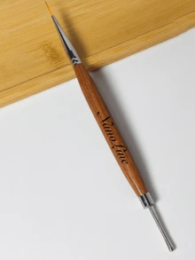 1pc Multi-Style Sandalwood Japanese Engraved Nail Art Brushes, Japanese Style Nail Glue Scraper, Stamping Painting Dotting Silicone Linework Nail Tools