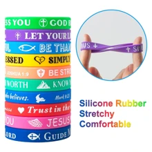 Bible Verse Bracelets – 20/40/60pcs Silicone Bracelets Bulk Jesus Bracelets – Cute Christian Bracelet Colored Wristbands – Comfortable And Lightweight – Perfect Gifts For Men, Women,Mini Jesus,Christian Dress,Jesus Gifts