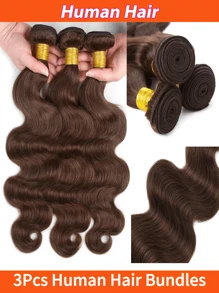 3 Peças Pacotes de Cabelo Humano Onda Corporal Dupla Trama, Cabelo Humano Não Processado Pacotes de Cabelo Trama para Mulheres, Cor Natural