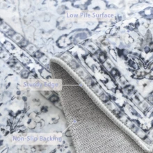 Gdieo Area Rugs For Living Room, Machine Washable Vintage Floral Carpet, Non-Slip Low Pile Throw Rugs With Rubber Backing Washable Carpet For Bedroom Room, Navy Blue And White Rug For Home Decor. - Blue - View 10