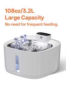 无线猫咪饮水器 - 3.2L 猫咪饮水器，带运动传感器，静音自动饮水机，适用于猫狗，可充电电池供电 - 白色 - 查看 7