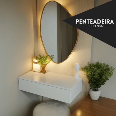 Camarim Suspenso Multifuncional Corrediça Organizador Penteadeira Salão De Cabelereiro Aéreo Com Gaveta Multiuso Organizadora Preta Penteadeira Escrivaninha Pequena Porta Maquiagem Objetos Moderna Branca