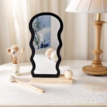 1pc Wooden Desktop Makeup Mirror With Essential Oil Diffuser , Wooden Passive Essential Oil Diffuser Bedroom Makeup Mirror, Back To School Dormitory Mirror Portable Desktop Vanity Mirror, Office Desk Stand Mirror, Handheld Cosmetic Mirror, Student Dormitory Dressing Table Mirror, Home Decoration, Home Bathroom Decor Summer Makeup Organizer Gifts For Men Mom Dad Best Friends Teacher ,Birthday Gift Holiday Gift