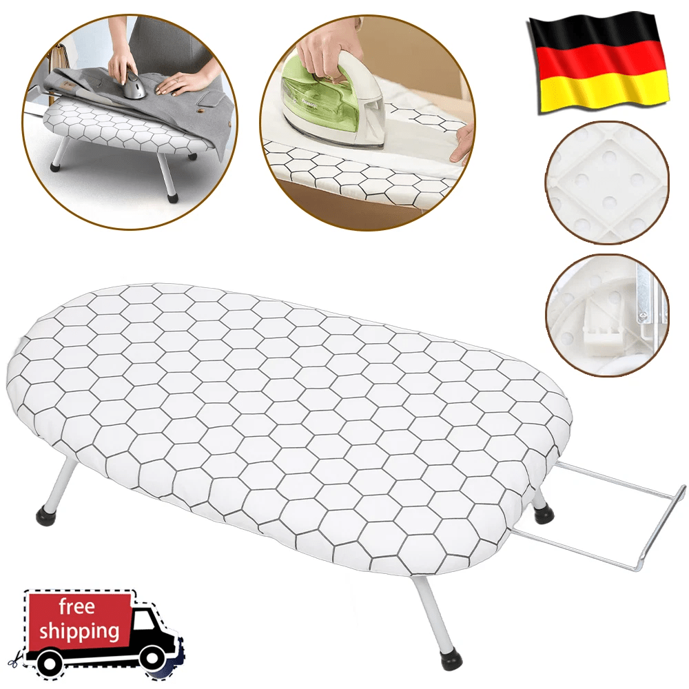 Tischbügelbrett Mini Bügelbrett Klappbar 60x37cm mit Ärmelbrett Reise Bügeltisch